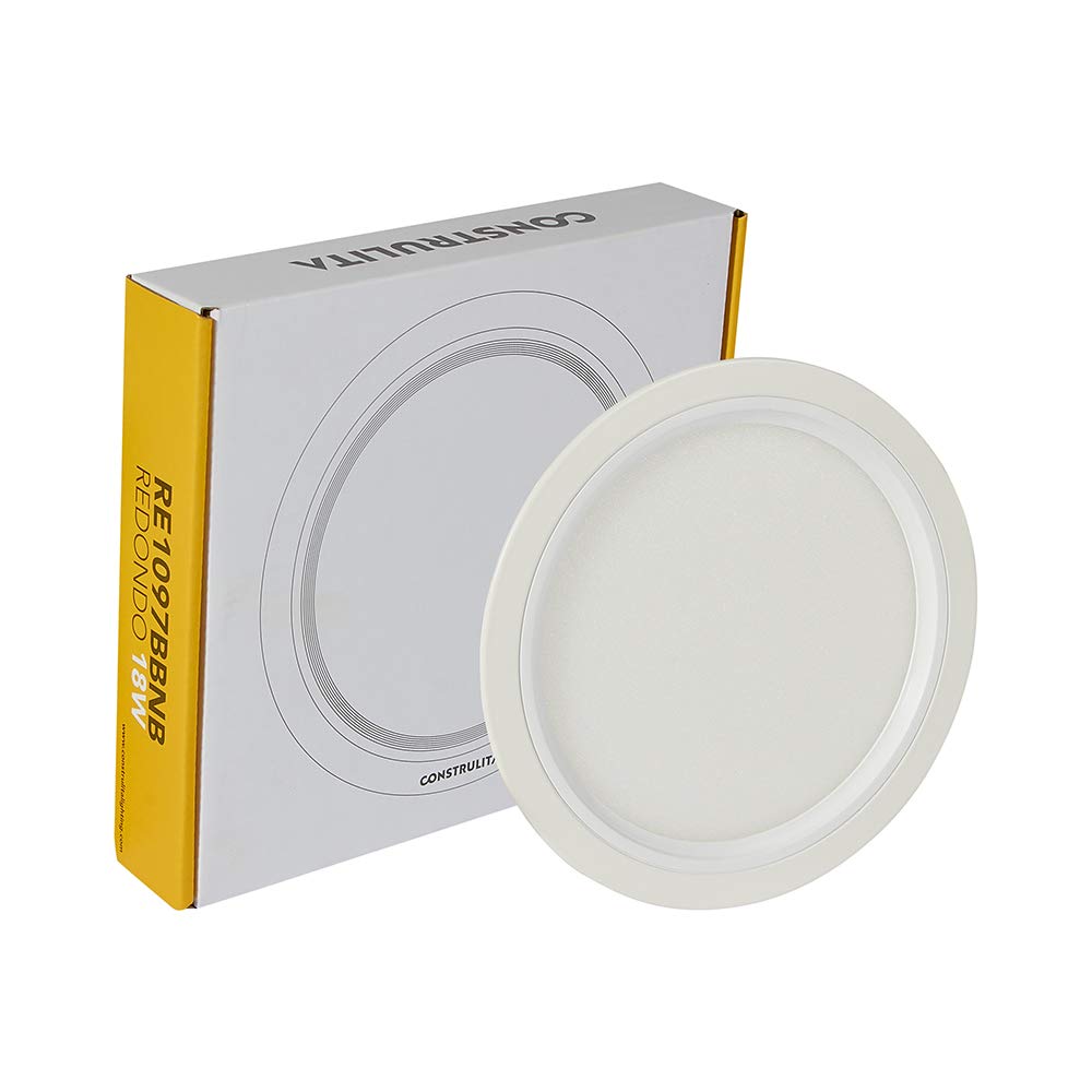 Construlita Lámpara Interior Empotrado, 18 W, 127 - 220 V, Color Blanco, Luz Cálida 3000 k, Lámpara Interior, Downlight, 1715 lm