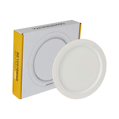 Construlita Lámpara Interior Empotrado, 18 W, 127 - 220 V, Color Blanco, Luz Cálida 3000 k, Lámpara Interior, Downlight, 1715 lm