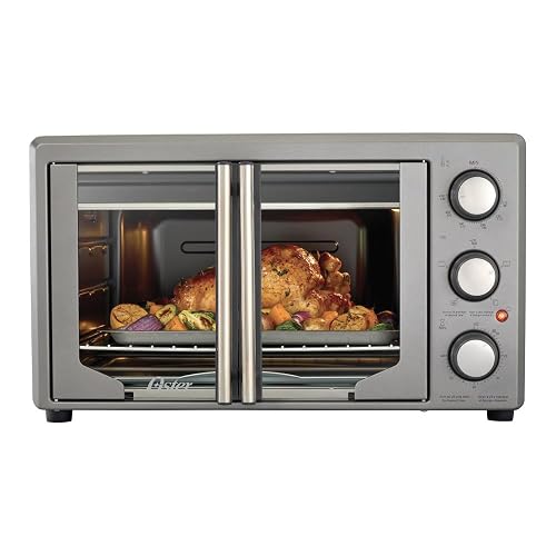 Oster Horno, con Freidora de Aire, de 42 L de Capacidad, con Interior Antiadherente, para Freír al Aire, Hornear, Asar, Tostar, Convección, Accesorios Incluidos, Color Gris, TSSTTV42FDMAFNS-013