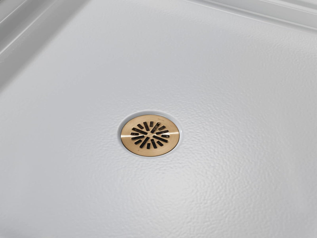 Delta DT051411 - Drenaje de ducha redondo prefabricado de 4 pulgadas, color bronce champaña