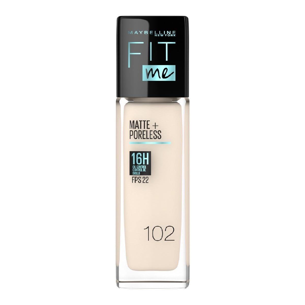 Maybelline Fit Me Base de Maquillaje Líquida Matte Poreless - 102 Fair Porcelain - Base de Maquillaje