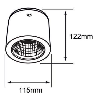 Tecnolite Lámpara Spot LED de Sobreponer Dirigible 20 W, Luz Suave Cálida, Atenuable, LED integrado