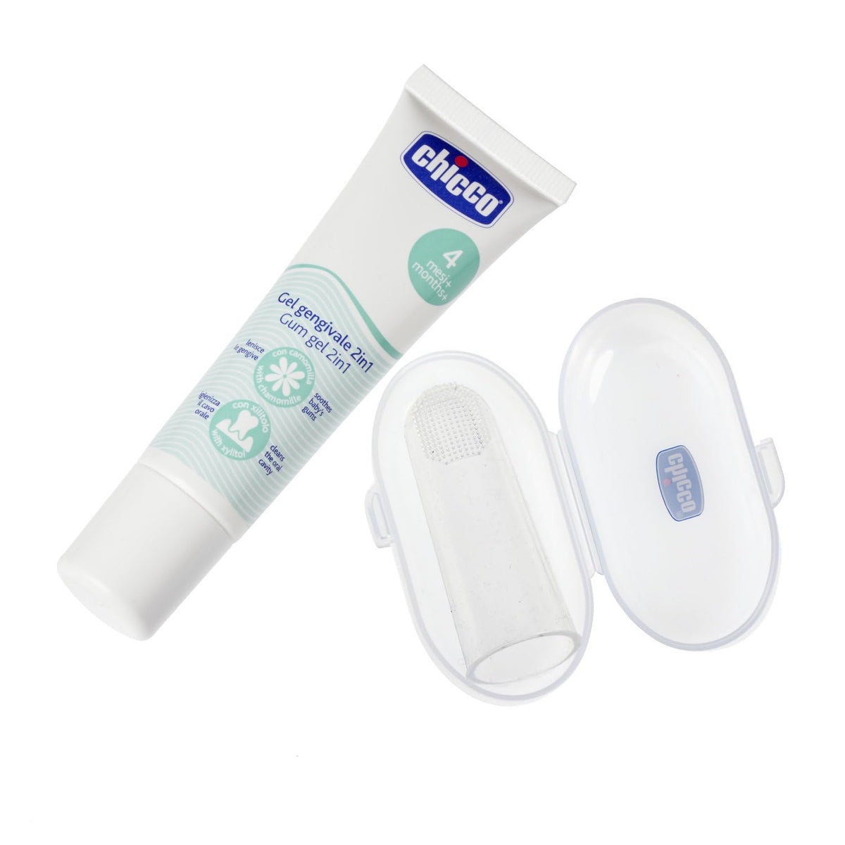 chicco set de Cuidado Dental Primeros Meses con dedal y pasta dental para bebés, 1.0 Unidad