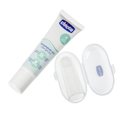 chicco set de Cuidado Dental Primeros Meses con dedal y pasta dental para bebés, 1.0 Unidad