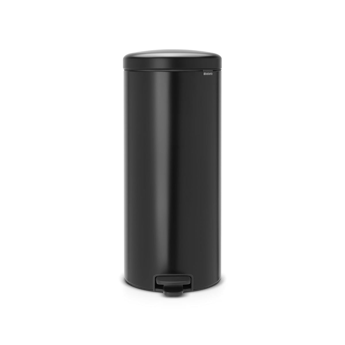Brabantia - Bote de basura con cubeta interior de plástico, acero brillante, 7 galones - NEGRO MATE - L