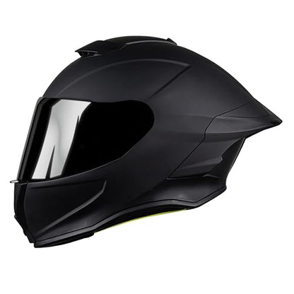 KOV Casco Buster Integral Negro Mate Deportivo ALERON AERODINAMICO para Moto Certificado Dot