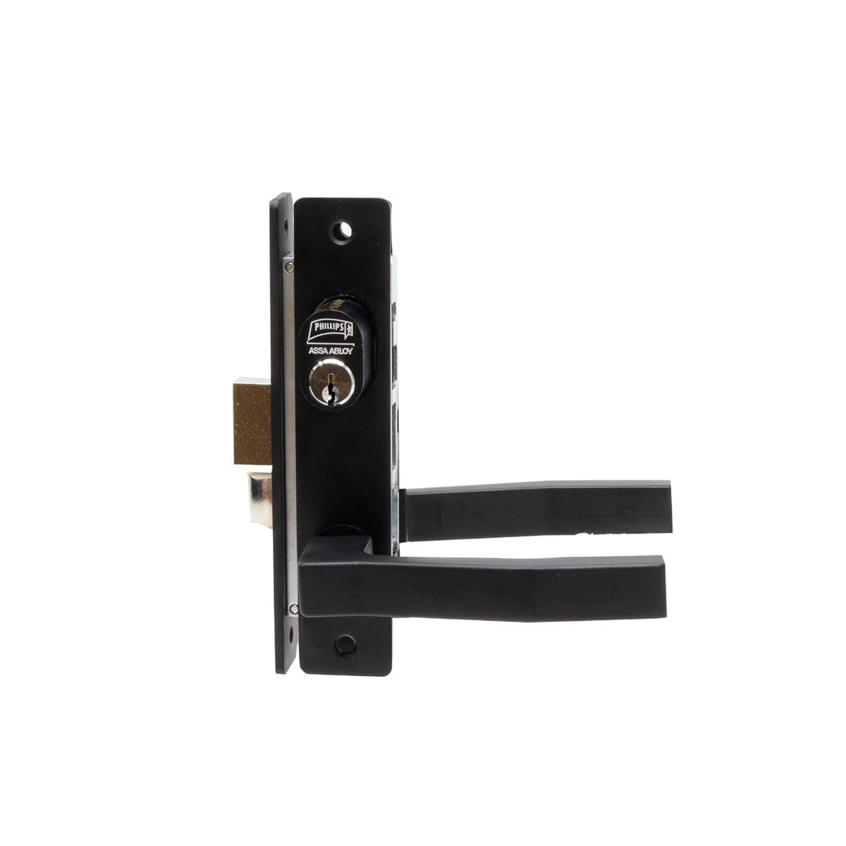 Phillips Cerradura Modelo Slim 555 Manija Cuadrada Para Puerta De Aluminio Negro