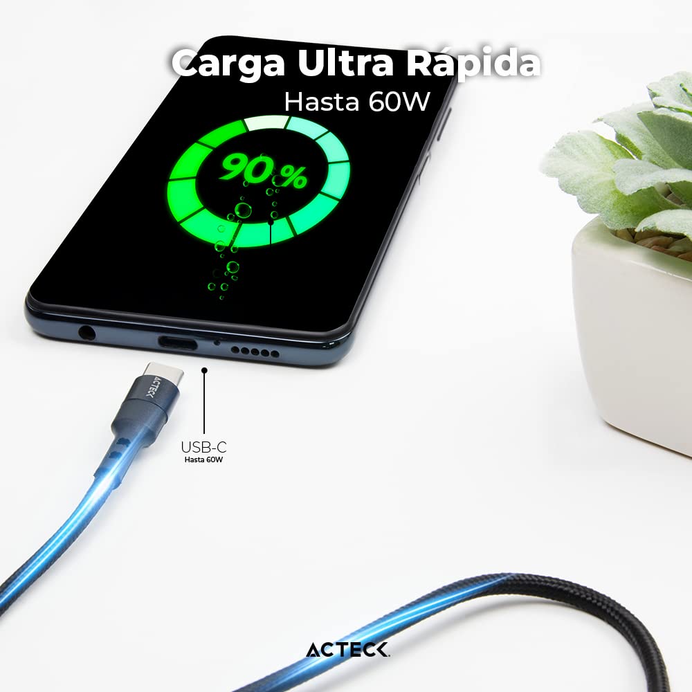 Cable USB C a USB C Linx Plus CC420 / Carga Ultra Rápida + Hasta 60W 1Mt Nylon Trenzado + Macho a Macho Negro Advanced Series