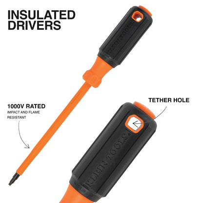 KLEIN TOOLS 85850 | Juego Electricista 9 Piezas | Desarmadores Para Trabajo | Ten 9 herramientas esenciales para trabajos eléctricos en un solo juego, con opciones Phillips, ranuradas y aisladas.