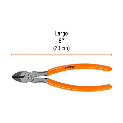 Truper T202-8, Pinza de corte diagonal 8" mango de PVC