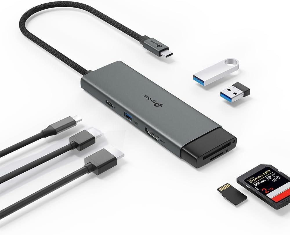 TP-Link UH7021C USB C Hub PD100W, 4K 60Hz HDMI, 1×USB C, 2×USB A, SD y microSD hasta 200MB/s, Plug and Play, Compatible con MacOS, Windows, Linux, iPad OS, iOS, Android