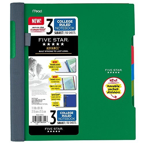 Five Star Cuaderno de 3 materias, 150 hojas, 1 paquete