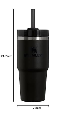 Stanley Quencher H2.0 - Vaso con popote de 14 onzas, tapa giratoria de 3 vías, compatible con portavasos para viajes, taza de acero inoxidable aislada, sin BPA, negro 2.0