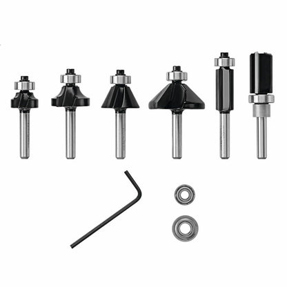 BOSCH RBS006TES 6-Piece (Universally Compatible Accessory) Carbide-Tipped Trim and Edging Router Bit Assorted Set - 6 piezas - Borde y ribete con punta de carburo