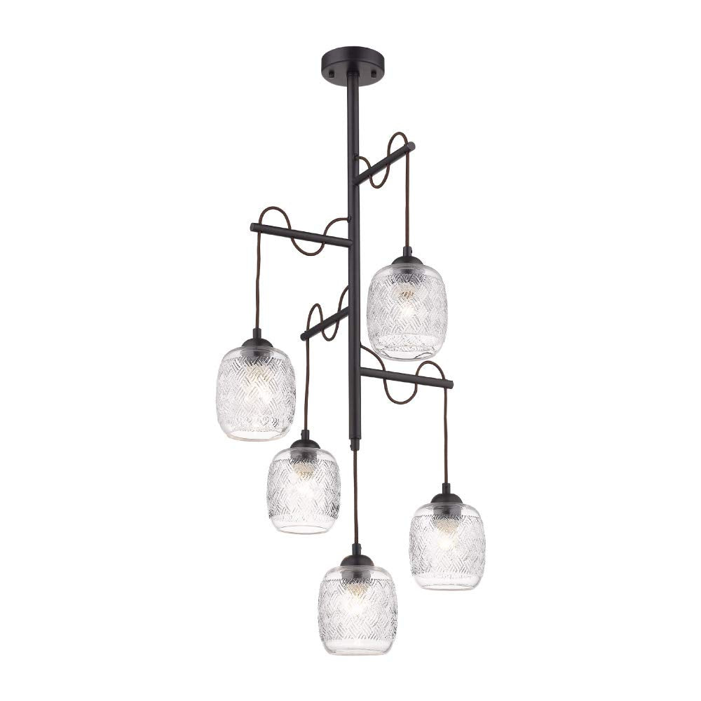 Tecnolite Lampara Colgante Aluminio Negro/Cristal Transparente 42.5W 100V Tecnolite 300CTL8305MVCT, Grande