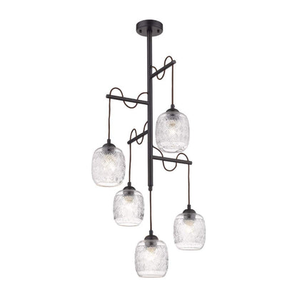 Tecnolite Lampara Colgante Aluminio Negro/Cristal Transparente 42.5W 100V Tecnolite 300CTL8305MVCT, Grande