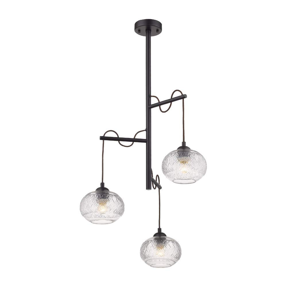 Tecnolite Lampara Colgante Aluminio Negro/Cristal 25.5W 100V 180CTL8403MVCT, Grande