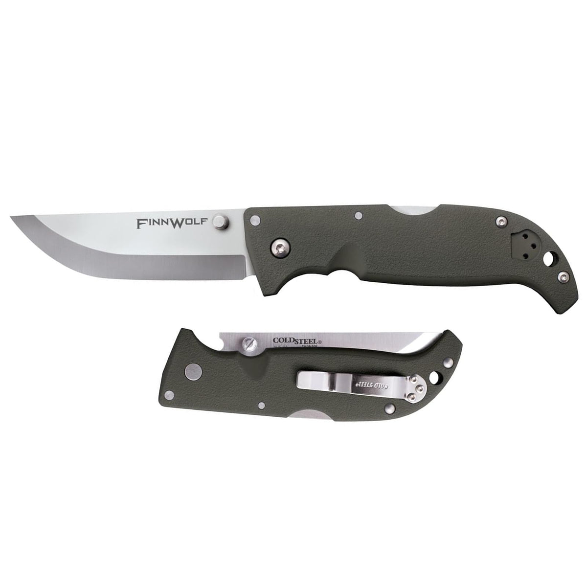 Cuchillo Plegable de Caza con Mango Verde Griv-Ex OD de 3.5 Pulgadas, AUS8A, de Acero frío, de 4.3 Pulgadas, AUS8A, en Caja