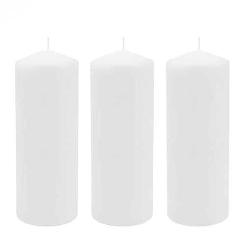 Stonebriar - Paquete de 3 velas de cera blanca sin perfume de 3 x 8 pulgadas, 80 horas de largo