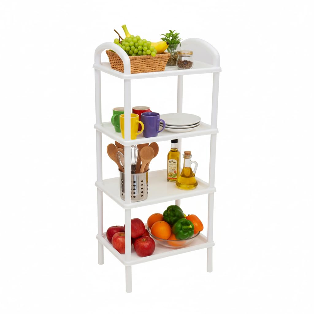 Italhome Estante De Plástico con 4 Repisas Lisas, Organizador Multiusos para Interior Ideal para Almacenamiento Scalp