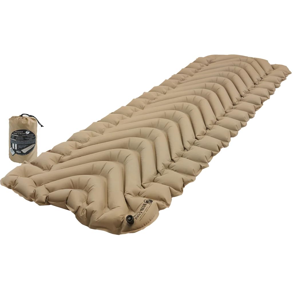 KLYMIT INSULATED STATIC V Sleeping Pad, Lightweight, Outdoor Sleep Comfort for Backpacking, Best Gear for Cold Weather Camping, and Hiking, Inflatable Camping Mattress