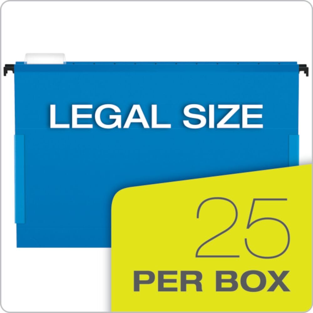 Pendaflex SureHook - Archivo reforzado para colgar en caja de 5 cm, legal, azul, corte 1/5, 25 por caja (59302EE)