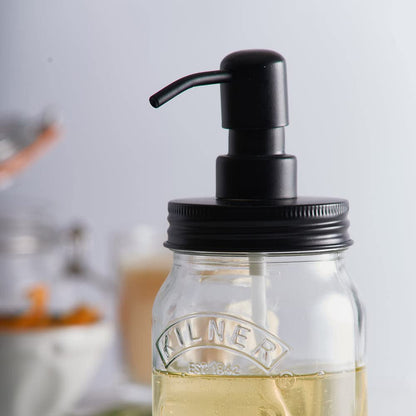 KILNER | Dispensador de jabón y loción | Transparente | 500 ml | Dosificador Reutilizable de Vidrio