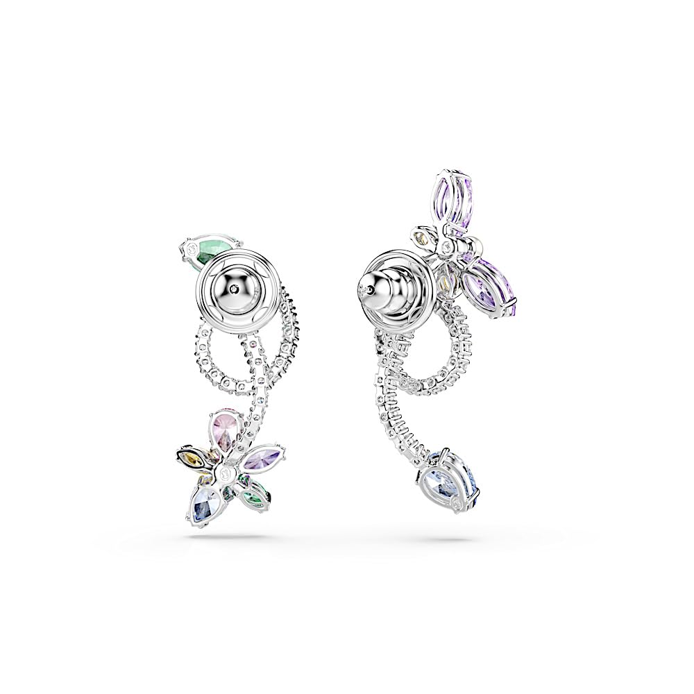 Swarovski x Ariana Grande Jewelry Collection: pulsera, gargantilla, arete, piedras multicolores de corte mixto, acabado rodio