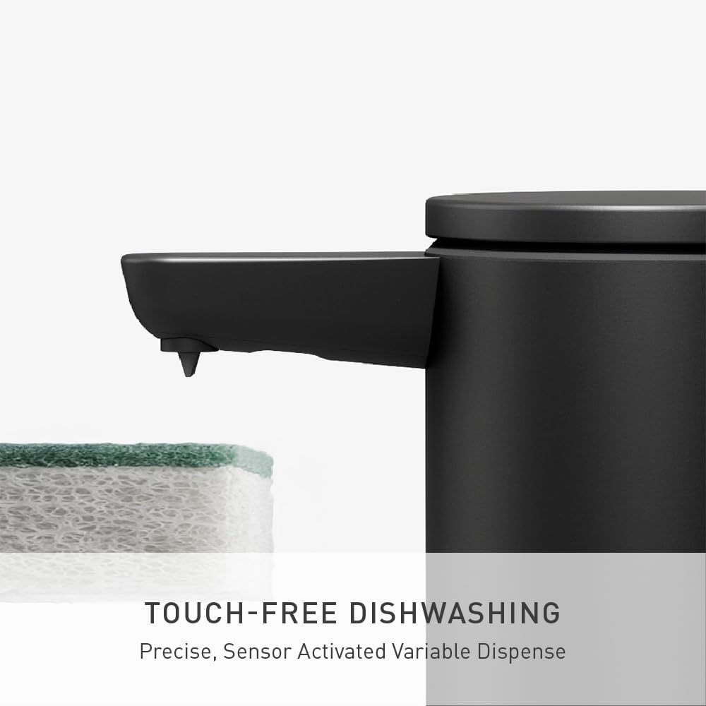 simplehuman Bomba de Sensor de líquido, 9 onzas con Caddy, dispensador automático de jabón para Cocina y baño, Sensor de Movimiento sin Contacto, dispensador Variable, Recargable, Acero Inoxidable