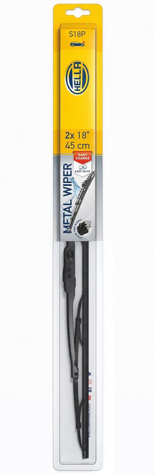 HELLA Juego de 2 Plumas Limpiaparabrisas Nano-Grafito, Acero Inoxidable - 18"