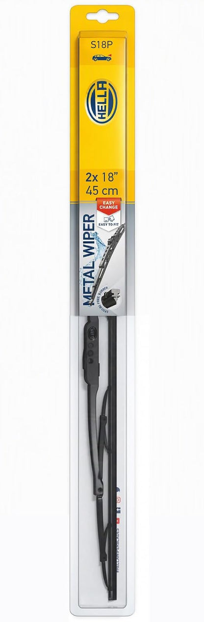 HELLA Juego de 2 Plumas Limpiaparabrisas Nano-Grafito, Acero Inoxidable - 18"