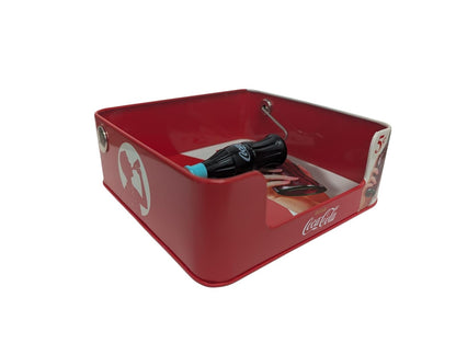 Tin Box Company - Servilletero plano con mango de réplica de plástico, Coca Cola