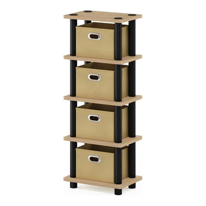 Furinno LAci Estante para Sistema de 4 Compartimentos, Roble/Negro/café Claro