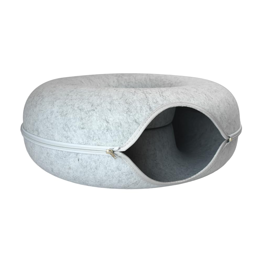 Fancy Pets Cama Cueva Dona para Gato Chico Gris Perla 50 cm x 20 cm Fieltro Resistente y Multifuncional