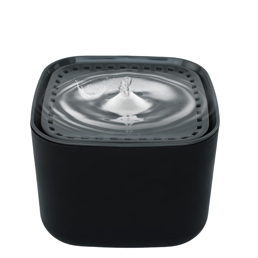 Fancy Pets Bebedero Automático para Perros y Gatos, 3L, con Filtro de Carbón Activado, Agua Fresca, Recirculación Silenciosa, Diseño Cubo Negro