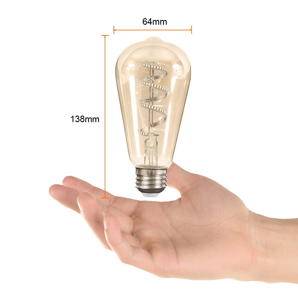 Tecnolite Foco LED Vintage, Base E27, Luz Cálida 2 700 k, Atenuable, 4.5 W, Color Cristal Ámbar, Tecnolite