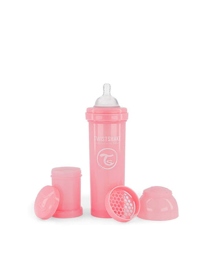 Twistshake Biberón Anticólicos 330 ml, Flujo Rápido 4M+ - Rosa
