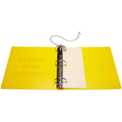 Brady 2025 3" Diameter Rings, Polyethylene, Red On Yellow Color Standard MSDS Binder, Legend "Material Safety Data Sheets"