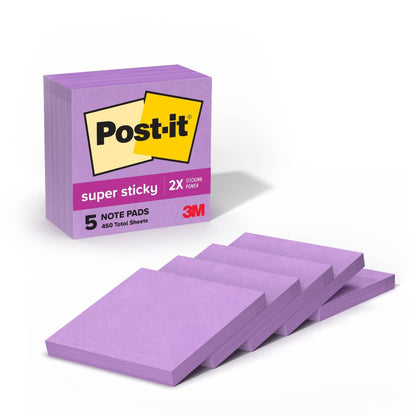 Post-it Super Sticky Notes, Notas Adhesivas 7.6 x 7.6 cm - mulberry
