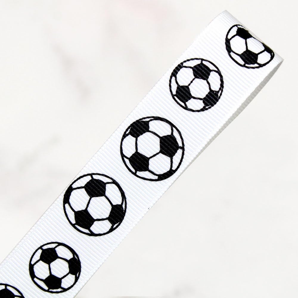 LUV RIBBONS GSO0708-SOC Cinta Deportiva de grogrén de 7/8 Pulgadas, 10 Yardas, fútbol