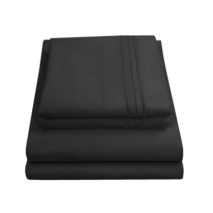 Sweet Home Collection Juego de Sábanas 1800 Hilos - Negro - King - Juego de sábanas
