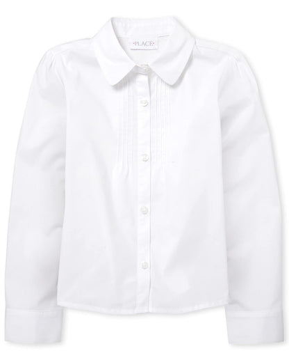 The Children's Place Camisa de Manga Larga de Popelina con Botones Camisa de Uniforme Escolar con Botones para Niñas