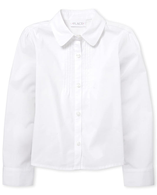 The Children's Place Camisa de Manga Larga de Popelina con Botones Camisa de Uniforme Escolar con Botones para Niñas