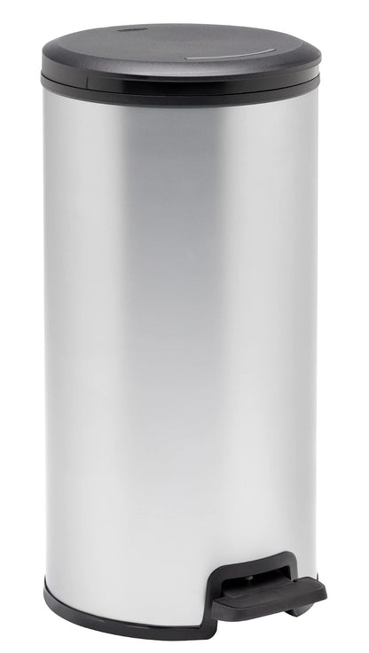Curver - Cesto Deco Bin Round Pedal, Cesto de Basura Redondo, 30L, Bote antihumedad