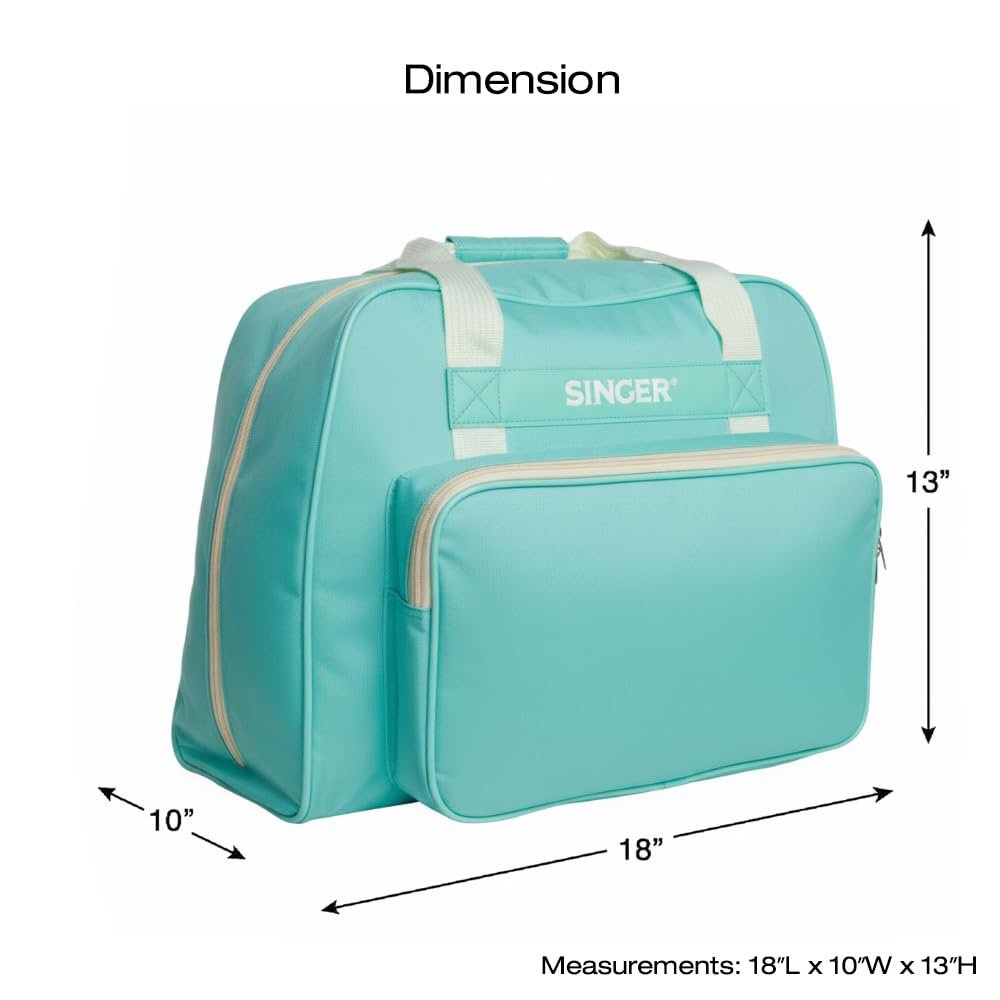 SINGER | Funda de transporte a máquina, color azulado, funda espaciosa para la mayoría de máquinas de coser y serpentines estándar, interior totalmente acolchado, exterior de lona duradera, fácil