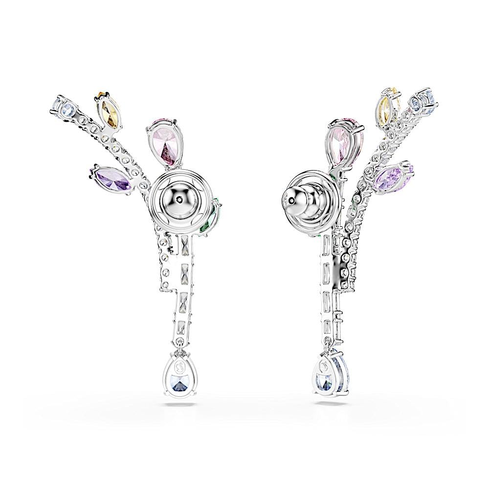 Swarovski x Ariana Grande Jewelry Collection: Collar, arete, orejeras, piedras multicolores de corte mixto, acabado rodio