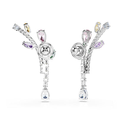 Swarovski x Ariana Grande Jewelry Collection: Collar, arete, orejeras, piedras multicolores de corte mixto, acabado rodio