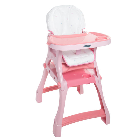 PRINSEL | Sillita Alta Infantil Convertible | Silla Alta para Bebé | Kinder City | Rosa | De 6 Meses a 3 Años, Convertible a Escritorio, Doble Charola Ajustable, Fácil de Limpiar | Artículos para Bebés