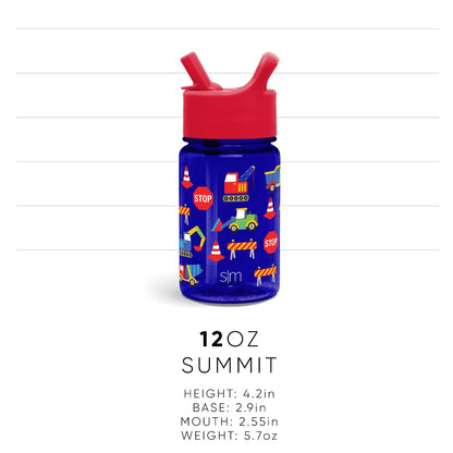 Simple Modern Botella de Agua para Niños/a de Plástico, Libre de BPA, con Tapa a Prueba de Fugas y Popote | Duradero para Niños Pequeños, Niños, Niñas | Summit Colección| 355ml | Solar System
