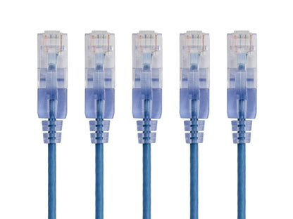 Monoprice SlimRun Cable de Conexión Ethernet Cat6A, 10 Gbit/s - Azul - 3 metros (10 pies) - Paquete de 5
